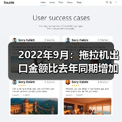 2022年9月:拖拉机出口金额比去年同期增加70.6%(图1) 2022年9月:拖拉机出口金额比去年同期增加70.6%(图1)