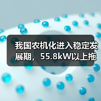 我国农机化进入稳定发展期，55.8kW以上拖拉机增长迅速（图4）