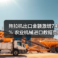 拖拉机出口金额激增74% 农业机械进口数据亮眼(图4) 拖拉机出口金额激增74% 农业机械进口数据亮眼(图4)