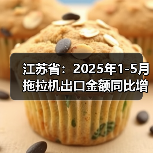 江苏省：2025年1-5月拖拉机出口金额同比增长50.5%,与进口数据形成鲜明对比（图3）