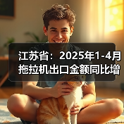 江苏省:2025年1-4月拖拉机出口金额同比增长63.2%(图1) 江苏省:2025年1-4月拖拉机出口金额同比增长63.2%(图1)