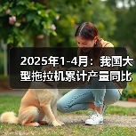 2025年1-4月:我国大型拖拉机累计产量同比增长3.8%(图1) 2025年1-4月:我国大型拖拉机累计产量同比增长3.8%(图1)