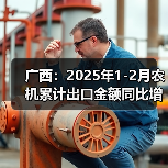 广西:2025年1-2月农机累计出口金额同比增长70.4%(图2) 广西:2025年1-2月农机累计出口金额同比增长70.4%(图2)
