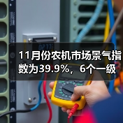11月份农机市场景气指数为39.9%,6个一级指数全部陷入不景气区间(图4) 11月份农机市场景气指数为39.9%,6个一级指数全部陷入不景气区间(图4)