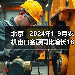 北京:2024年1-9月农机出口金额同比增长187.39%(图1) 北京:2024年1-9月农机出口金额同比增长187.39%(图1)