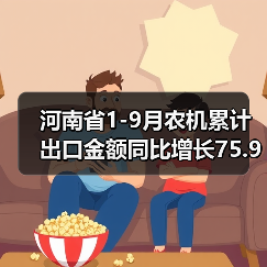 河南省1-9月农机累计出口金额同比增长75.9%(图2) 河南省1-9月农机累计出口金额同比增长75.9%(图2)